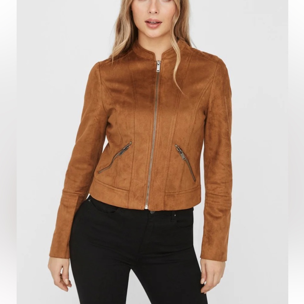 Vero Moda vegan suede bomber jacket Sz M